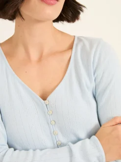 Lichtblauw - FatFace Pointelle Henley Top