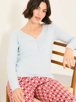 Lichtblauw - FatFace Pointelle Henley Top