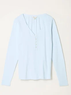 Lichtblauw - FatFace Pointelle Henley Top