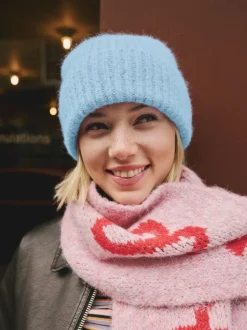Lichtblauw - Geribbelde beanie-muts met wol