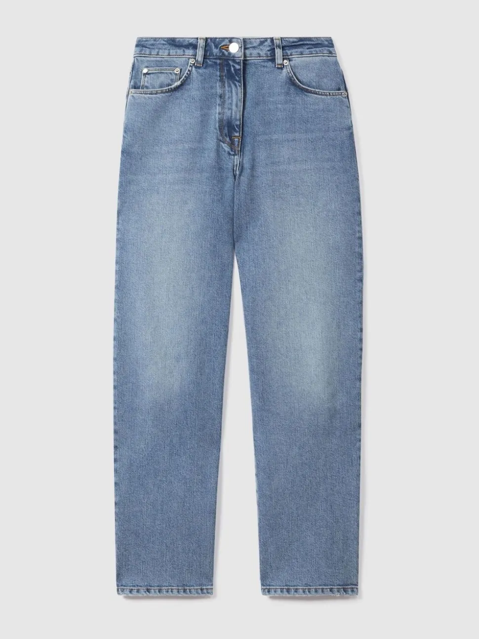 Lichtblauw - Reiss Selin jeans met rechte pijpen en halfhoge taille