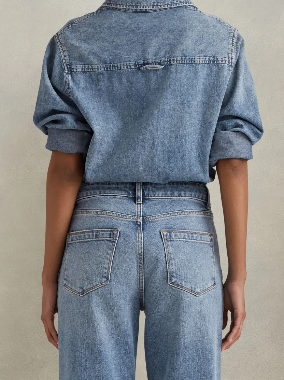 Lichtblauw - Reiss Selin jeans met rechte pijpen en halfhoge taille