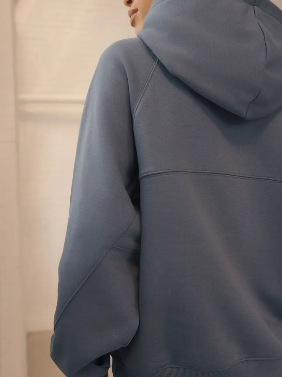 Lichtblauw - Relaxte zware hoodie met normale lengte