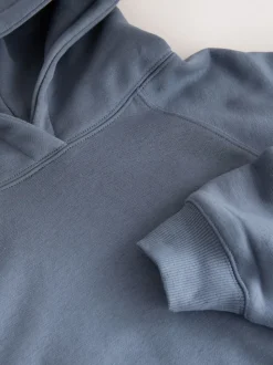 Lichtblauw - Relaxte zware hoodie met normale lengte