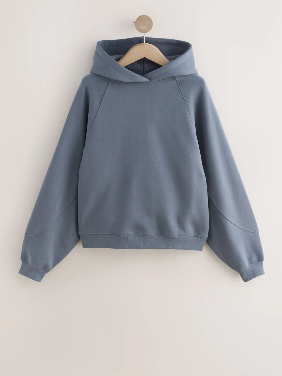Lichtblauw - Relaxte zware hoodie met normale lengte