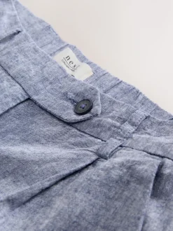 Lichtblauw - Stay Smart linnenrijke broek met bolvormige pijpen