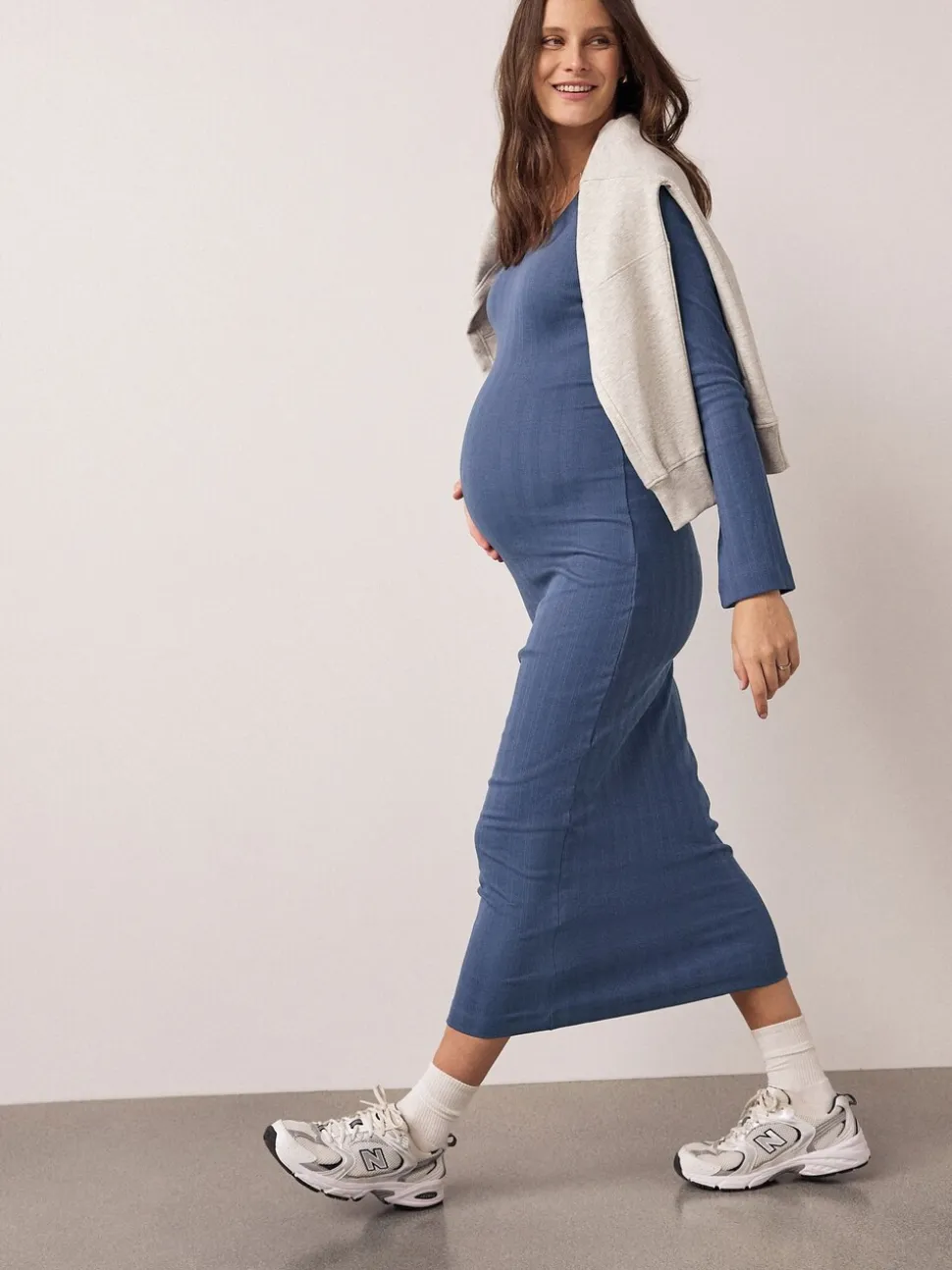 Lichtblauw - Tie Back Ribbed V-Neck Dress