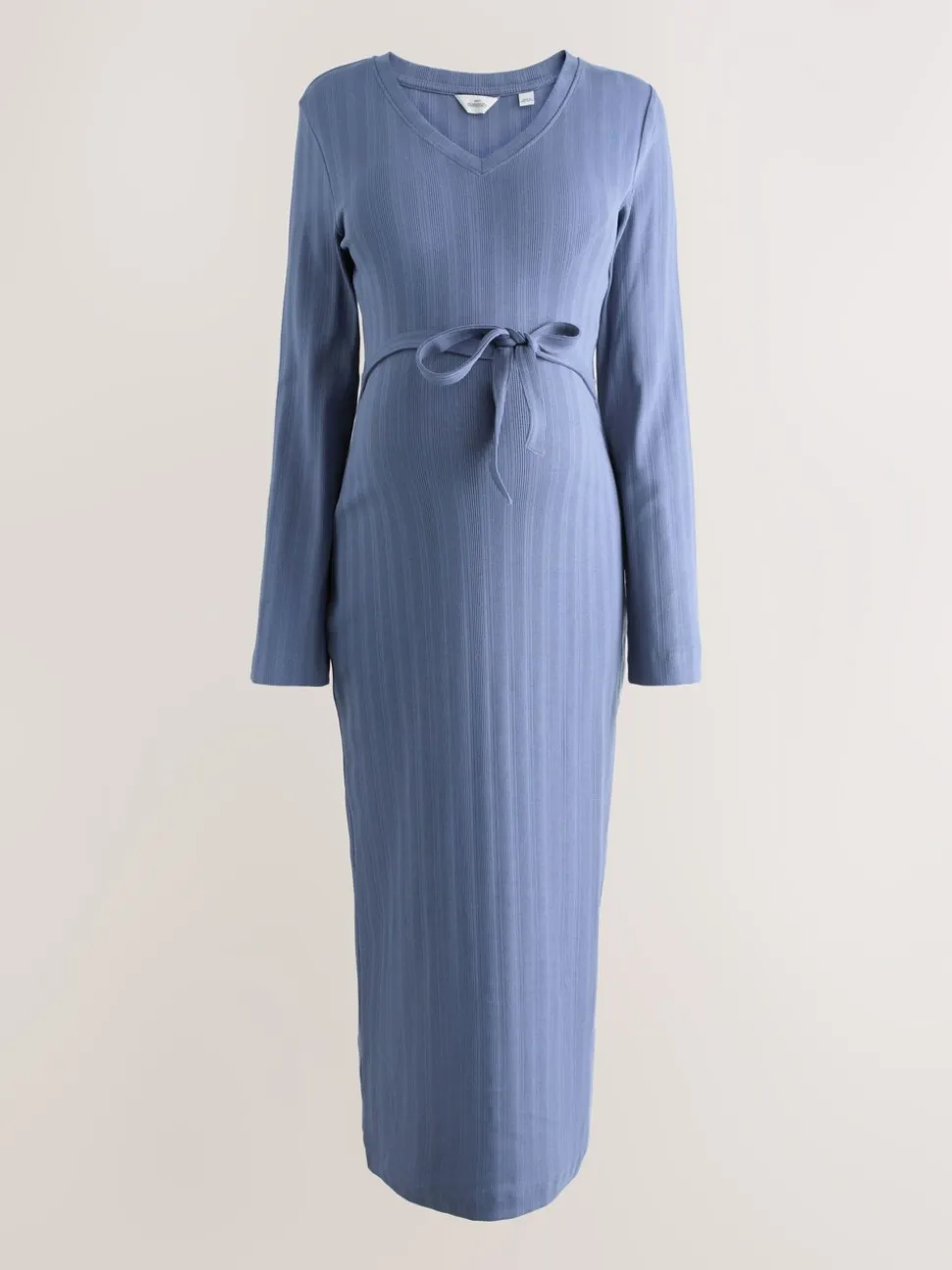 Lichtblauw - Tie Back Ribbed V-Neck Dress
