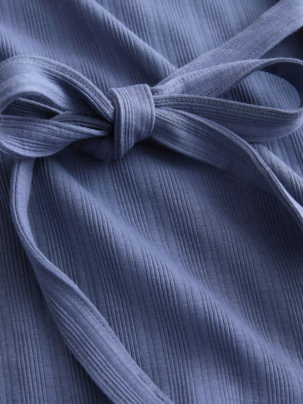 Lichtblauw - Tie Back Ribbed V-Neck Dress