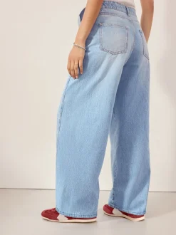 Lichtblauw - Zwangerschapsjeans met wijde pijpen van 100% katoen