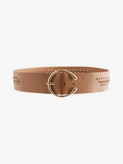 Lichtbruin - Brede riem met vlechtdetail