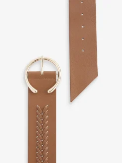 Lichtbruin - Brede riem met vlechtdetail