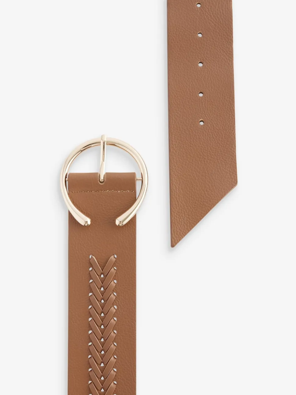 Lichtbruin - Brede riem met vlechtdetail
