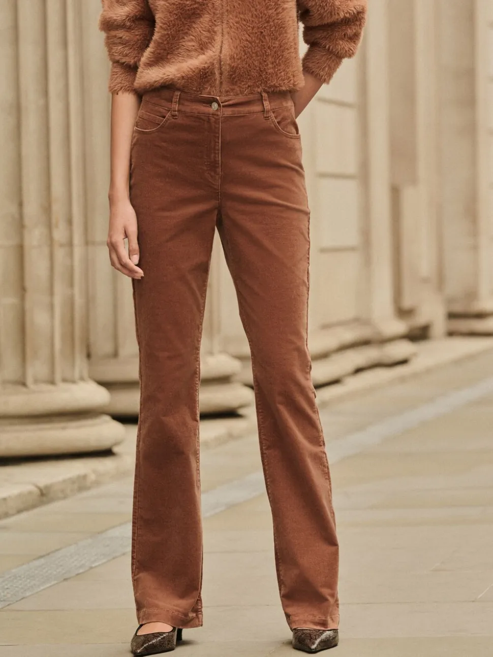 Lichtbruin - Corduroy boot cut broek