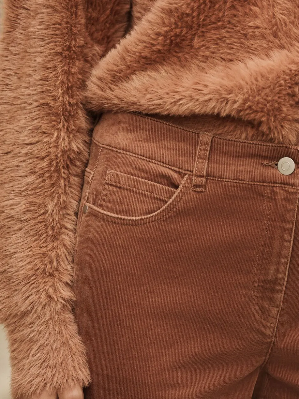 Lichtbruin - Corduroy boot cut broek