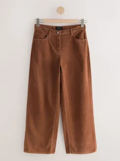 Lichtbruin - Corduroy broek met wijde pijpen