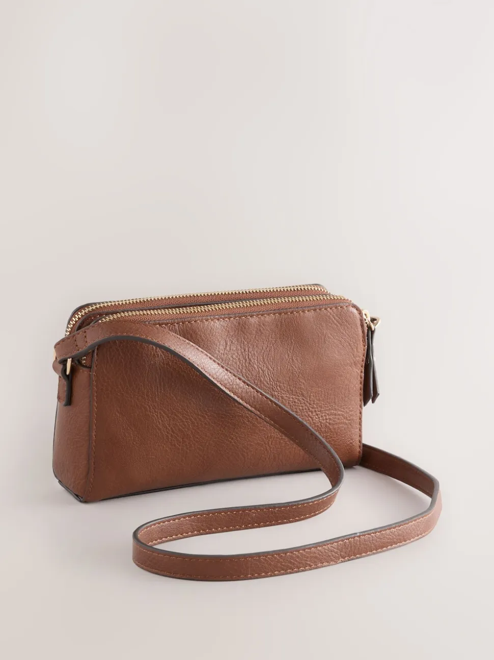 Lichtbruin - Crossbodytas met dubbele rits