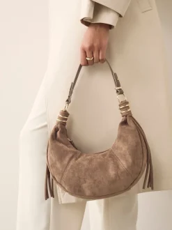 Lichtbruin - Faux Suede Sling Shoulder Bag