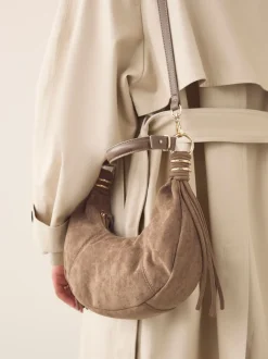 Lichtbruin - Faux Suede Sling Shoulder Bag