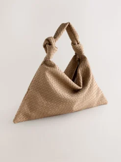 Lichtbruin - Faux Suede Weave Shoulder Bag