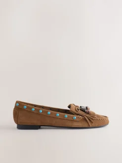 Lichtbruin - Forever Comfort® Leather Loafers With Fringing