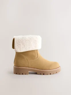 Lichtbruin - Forever Comfort® Faux Fur Cuff Ankle Boots