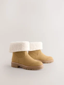 Lichtbruin - Forever Comfort® Faux Fur Cuff Ankle Boots