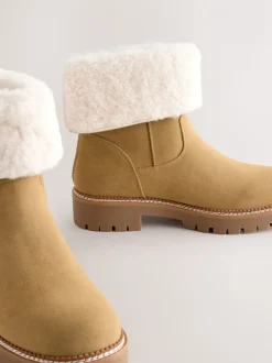 Lichtbruin - Forever Comfort® Faux Fur Cuff Ankle Boots