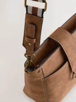 Lichtbruin - Gestructureerde Messenger-tas