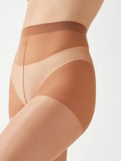 Lichtbruin - Glanzende panty van 20 denier voor strakke billen, buik en dijen