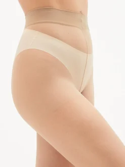 Lichtbruin - Glanzende panty van 5 denier met sandaalteen