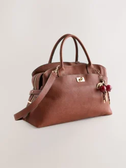 Lichtbruin - Grote shopper met bedeltjes
