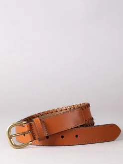 Lichtbruin - Lakeland Leather Wray leren riem met decoratieve stikselrand