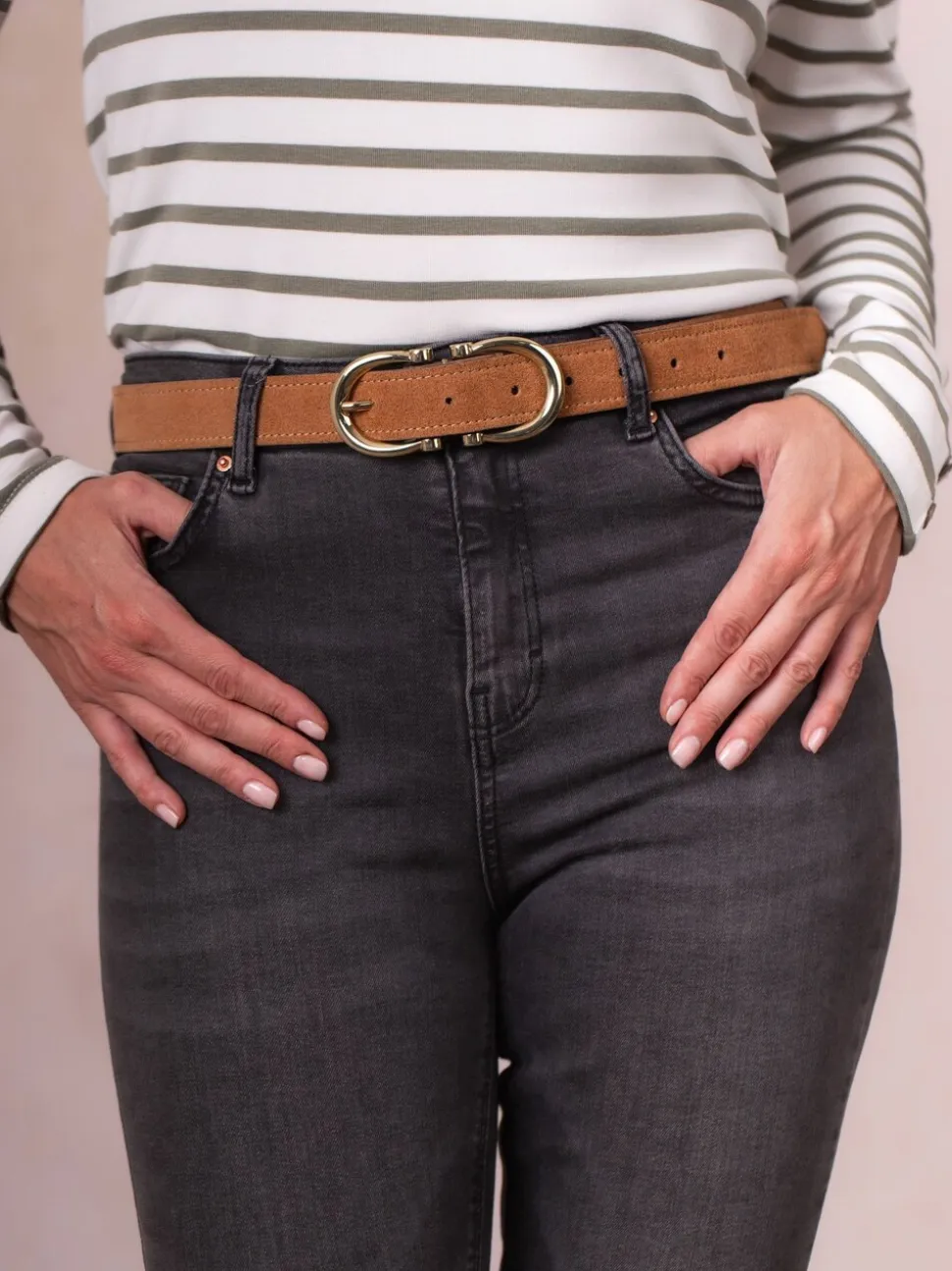 Lichtbruin - Lakeland Leather Bowness Suède Riem met Dubbele Gesp
