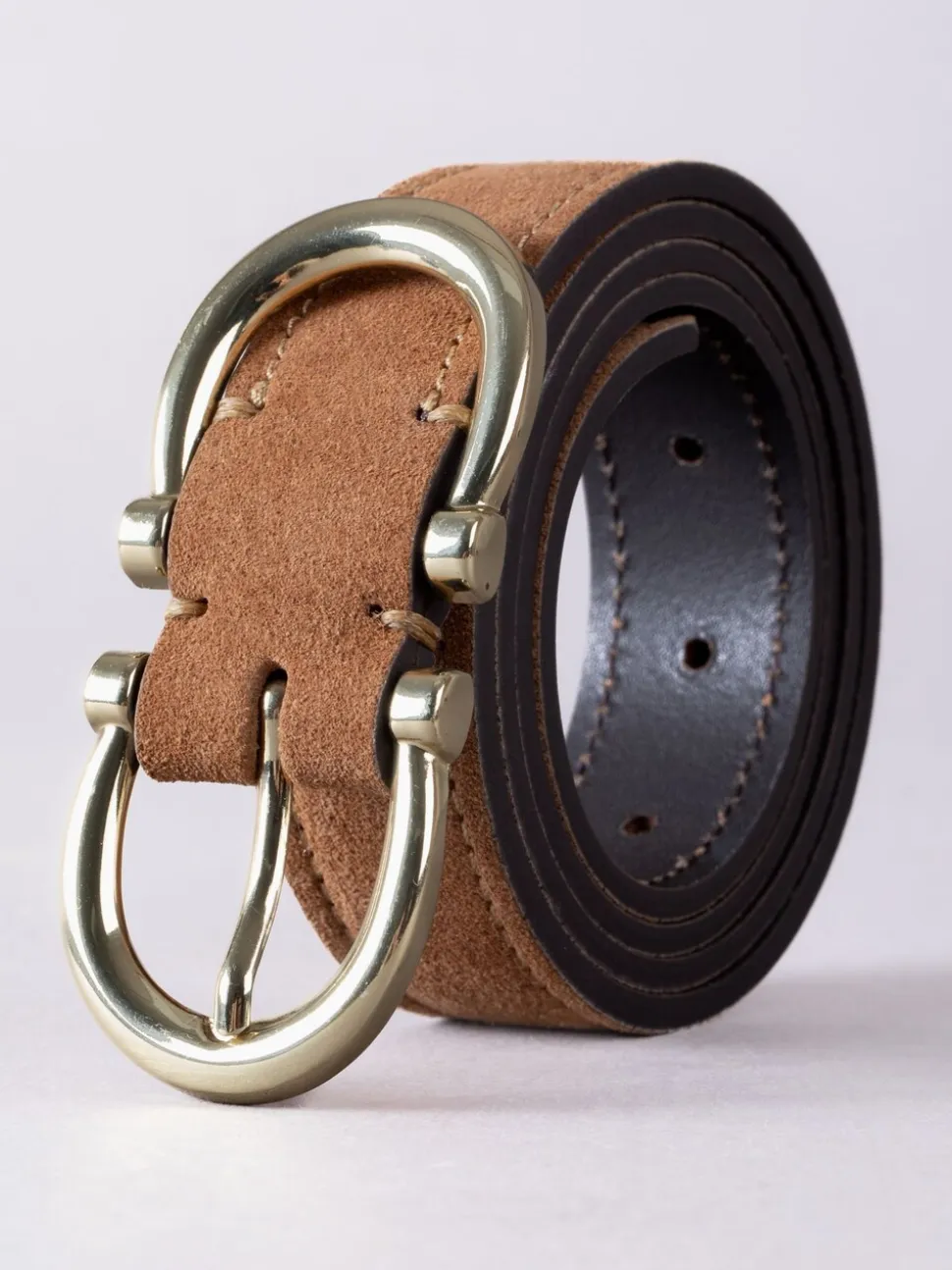 Lichtbruin - Lakeland Leather Bowness Suède Riem met Dubbele Gesp