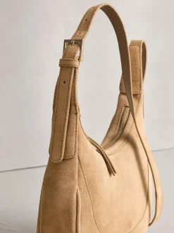 Lichtbruin - Leather Scoop Cross Body Bag