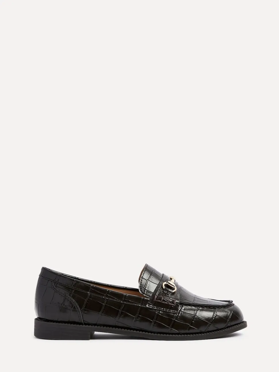 Lichtbruin - Linzi Maison Croc Effect Loafers With Buckle Detail