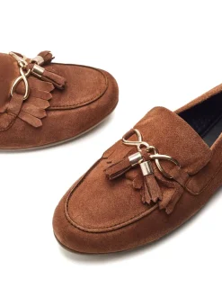 Lichtbruin - Moda in Pelle Essana Chain And Tassel Detail Moccasins
