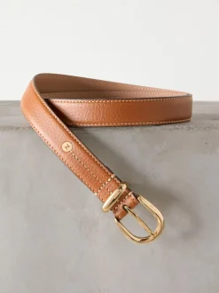 Lichtbruin - N. Premium Made In Italië riem met gemiddelde breedte