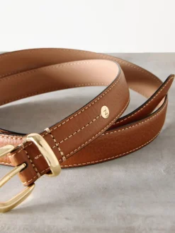 Lichtbruin - N. Premium Made In Italië riem met gemiddelde breedte