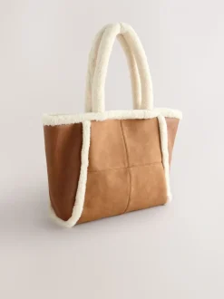 Lichtbruin - PU Borg Tote Bag