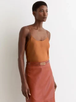 Lichtbruin - Reiss Bronya Leather Crocodile-Effect Belt