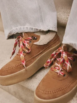 Lichtbruin - Signature Premium Leather Hiker Wedge Trainers