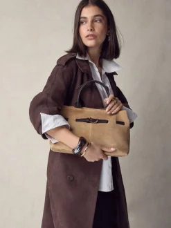 Lichtbruin - Suede Belted Hand Held Bag