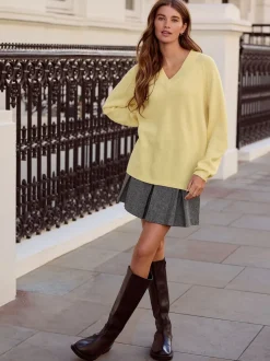 Lichtgeel - N.Premium 100% Merino Wool V-Neck Jumper