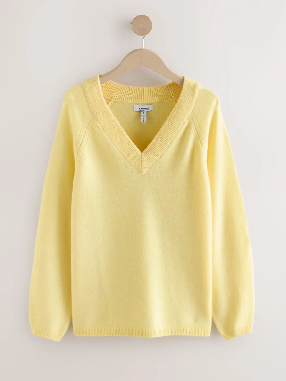 Lichtgeel - N.Premium 100% Merino Wool V-Neck Jumper