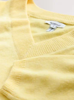Lichtgeel - N.Premium 100% Merino Wool V-Neck Jumper