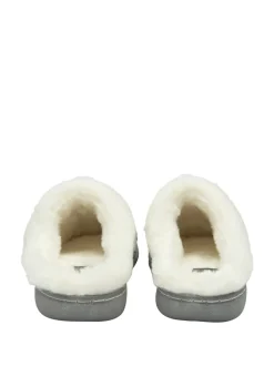 Lichtgrijs - Dunlop - Gebreide pantoffelmuiltjes met dichte neus voor dames