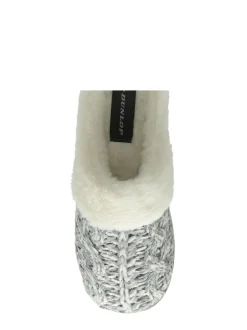 Lichtgrijs - Dunlop - Gebreide pantoffelmuiltjes met dichte neus voor dames