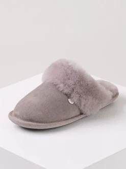 Lichtgrijs - Just Sheepskin Duchess pantoffels van schapenvacht voor dames